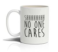 Punkcards - Funny Coffee Mugs - ‘Shhhhhh No one Cares’ - Novelty Humorous Tea Cup - Unique Coffee Cup - Birthday Gift - Quirky Ceramic Mug - Amusing Novelty Gift