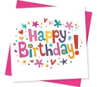 Punkcards Happy Birthday Card for Women - Bright Colourful Design - Birthday Card for Friend, Mum, Sister, or Colleague - Blank Inside - With Pink Envelope