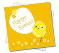 Punkcards - Happy Easter Card - Easter Wishes Greeting Card - Watercolour Easter Chick - Religious Easter Faith - For Friend or Family