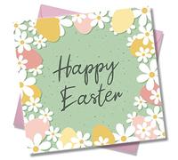 Punkcards - Happy Easter Card - Easter Wishes Greeting Card - Watercolour floral - Religious Easter Faith - For Friend or Family