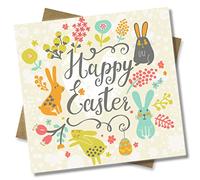 Punkcards - Happy Easter Card - Easter Wishes Greeting Card - Watercolour floral - Religious Easter Faith - For Friend or Family