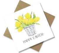 Punkcards - Happy Easter Card - Easter Wishes Greeting Card - Watercolour floral - Religious Easter Faith - For Friend or Family