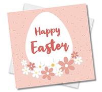 Punkcards - Happy Easter Card - Easter Wishes Greeting Card - Watercolour floral - Religious Easter Faith - For Friend or Family