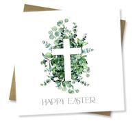 Punkcards - Happy Easter Card - Easter Wishes Greeting Card - Watercolour floral - Religious Easter Faith - For Friend or Family