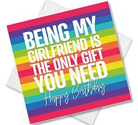 Punkcards - LGBT Lesbian - ‘Being My Girlfriend Is the Only Gift You Need Happy Birthday’ - Lesbian Birthday Card - Gay Birthday Card - Pride Birthday Card - LGBT Woman Birthday