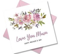 Punkcards - Mother’s Day Card - ‘Happy Mother’s Day’ - Mother’s Day Card for Mum - from Daughter Son - Beautiful Design - Love You Greeting Card - Pink Flowers