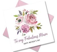 Punkcards - Mothers Day Card for Mum - ‘To My Fabulous Mum’ - Mothers Day Card - Mothers Day Cards - from Daughter Son - Mothers Day Gifts - Moms Day Card - Love You Card - Pink Flowers