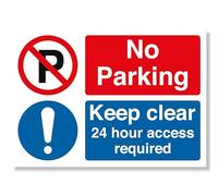Punkcards - No Parking Sign - 1 Pack - “No Parking Keep Clear 24 hour Access Required” - Safety Sign - Warning Sign - A4 Sign - 210mm x 297mm - 3mm Correx