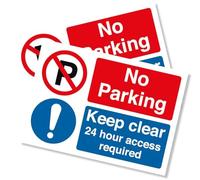 Punkcards - No Parking Sign - 2 Pack - “No Parking Keep Clear 24 hour Access Required” - Safety Sign - Warning - A4-210mm x 297mm - 3mm Correx