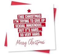 Punkcards - Rude Funny Christmas Cards - This Christmas I’m Trying To Give Up Sexual Innuendos - Funny Xmas Humour Cards for Friend - For Him Her Husband or Wife