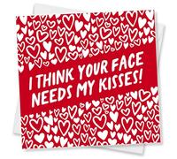 Punkcards - Valentine’s Card For Him, Valentines Card For Her, Husband Valentines Day Card, I Think your face needs my Kisses!