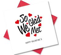 Punkcards - Valentine’s Cards for Boyfriend - ‘So Glad we met’ - Valentines Card Husband - Romantic Valentines Cards Wife - Valentines Card for Him - Valentines Cards for Her