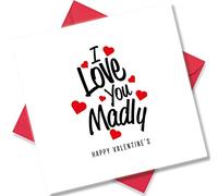 Punkcards - Valentines Card - ‘I Love You Madly’ - Valentines Card Husband - Romantic Valentines Cards Wife - Valentines Card for Him - Valentines Cards for Her