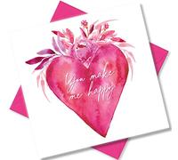 Punkcards - Valentines Card - ‘You Make me Happy’ - Valentines Card Husband - Romantic Valentines Cards Wife - Valentines Card for Him - Valentines Cards for Her