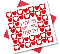 Punkcards - Valentines Day Card for Boyfriend - ‘I Love You More & More Every Day’ - Valentines Day Card for Husband - Valentines Day Card for Husband
