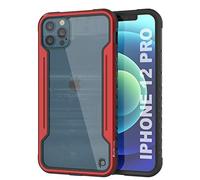 PunkCase Designed for iPhone 12 Pro [Armor Stealth Series] Protective Military Grade Cover W/Aluminum Frame [Clear Back] Ultimate Drop Protection for iPhone 12 Pro (6.1") (2020) (Red)