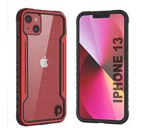 Punkcase Designed for iPhone 13 [Armor Stealth Series] Protective Military Grade Cover W/Aluminum Frame [Clear Back] Ultimate Drop Protection for iPhone 13 (6.1") (2021) (Red)