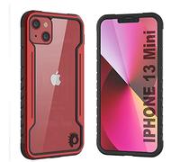 Punkcase Designed for iPhone 13 Mini [Armor Stealth Series] Protective Military Grade Cover W/Aluminum Frame [Clear Back] Ultimate Drop Protection for iPhone 13 Mini (5.4") (2021) (Red)