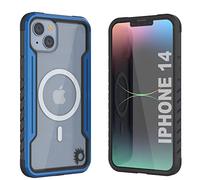 Punkcase Designed for iPhone 14 [Armor Stealth MAG Series] Protective Military Grade Cover W/Aluminum Frame [Clear Back] Ultimate Drop Protection for iPhone 14 (6.1") (2022)[Blue]