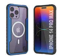 Punkcase Designed for iPhone 14 Pro Max [Armor Stealth MAG Series] Protective Military Grade Cover W/Aluminum Frame [Clear Back] Ultimate Drop Protection for iPhone 14 Pro Max (6.7") (2022)[Blue]