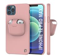 Punkcase for iPhone 12 Pro Max Airpods Case Holder (CenterPods Series) | Slim & Durable 2 in 1 Cover Designed For iPhone 12 Pro Max (6.7") | Protects Your Phone & Stores your AirPods Gen. 1 & 2 [Pink]