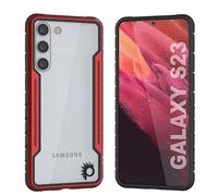 Punkcase Galaxy S23 Case [Armor Stealth Series] Protective Military Grade Multilayer Cover W/Aluminum Frame [Clear Back] Ultimate Drop Protection for Your S23 5G (6.1") (2023) (Red)