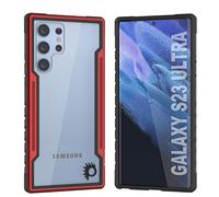Punkcase Galaxy S23 Ultra Case [Armor Stealth Series] Protective Military Grade Multilayer Cover W/Aluminum Frame [Clear Back] Ultimate Drop Protection for Your S23 Ultra 5G (6.8") (2023) (Red)