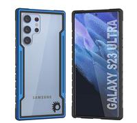 Punkcase Galaxy S23 Ultra Case [Armor Stealth Series] Protective Military Grade Multilayer Cover W/Aluminum Frame [Clear Back] Ultimate Drop Protection for Your S23 Ultra 5G (6.8") (2023) (Blue)