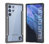 Punkcase Galaxy S23 Ultra Case S23 Ultra 5G Grey-Black | Armor Stealth Series, Protective Military Grade, Multilayer Cover, Aluminum Frame, Clear Back, Ultimate Drop Protection, 6.8"
