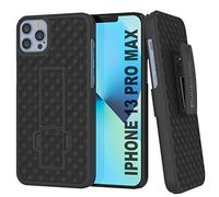 PunkCase iPhone 13 Pro Max Holster Belt Clip Case W/Screen Protector & Built-in Kickstand,Dual Layer Hybrid TPU 360 Full Body Protection [Thin Fit] for Apple iPhone 13 Pro Max (6.7") (2021) [Black]