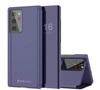 Punkcase Note 20 Ultra Reflector Case Protective Flip Cover W/Scratch Resistant Translucent Mirror Front & Non-Slip PU Leather Back Integrated Kickstand for Galaxy Note20 Ultra 5G (6.9") (Purple)