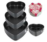 Punklong 3 Pcs Heart Cake Tin Set, Tins for Baking Removable Bottom Non Stick Baking Pan, Even Heat Distribution Heart Shaped Cake Tin,Honeycomb Chass is Carbon Steel and Sizes is 20/22/24cm