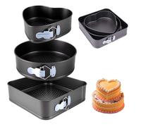 Punklong 3PCS Heart-Shaped/Round/Square Cake Tin Sizes is 20/22/24cm, Cake Tins for Baking Removable Bottom QuickEven Release Latch Moulds Non Stick Baking Pan, for Birthday Cake Bread