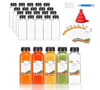 Punklong Plastic Juice Bottles with Caps, 20pcs 13.6oz/400ml Empty Reusable Water Bottle, Clear Bulk Drink Containers with Black Tamper Evident Lids for Juicing,Smoothie,Milk (13.6oz/400ml)