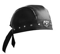punkman2000 Cycling Bandana Doo Rags Adjustable Skull Cap Motorcycle Biker Leather Cap Black, Black, One size