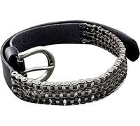 punkman2000 Heavy Motorcycle Chain Genuine Leather Belt For Men Biker Rocker Punk, Black, 49" ( length 125cm)