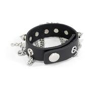 PunkRebel Women’s Adjustable Spiked Bracelet with Chain Punk Rock Studded Leather Cuff Bangle for Women Metalhead Accessories Gothic Rivet Punk Bracelets