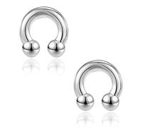 PunkTracker 2Pcs Septum Rings Nipple Rings 316L Surgical Steel Horseshoe Circular Piercing Barbell 00G 0G 2G 4G 6G 8G 10G 12G 14G 16G Ear Gauge Piercing Septum Jewelry
