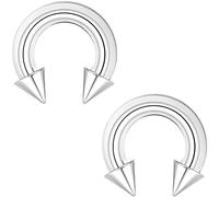 PunkTracker 2Pcs Spike Septum Rings Nipple Rings 316L Surgical Steel Horseshoe Circular Piercing Barbell 00G 0G 2G 4G 6G 8G 10G 12G 14G 16G Tragus Helix Conch Piercing Jewelry(6G,16mm)