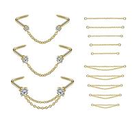 PunkTracker Nose Ring 20G 2mm 2.5mm 3mm Cubic Zirconia Surgical Steel Chain Nose Piercing for Women Men Stainless Steel Unknown, Stainless Steel, unknown