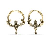 PUNKYOUTH 18G Gothic Drop Earrings for Women Dark Aesthetic Vintage Heart Skull Cross Rose Shield Dangle Hoop Huggie Baroque Filigree Alternative Grunge Punk Statement Piercing Jewelry