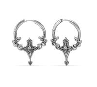 PUNKYOUTH 18G Gothic Drop Earrings for Women Dark Aesthetic Vintage Heart Skull Cross Rose Shield Dangle Hoop Huggie Baroque Filigree Alternative Grunge Punk Statement Piercing Jewelry, 1mm(18G