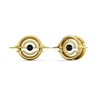 PUNKYOUTH Ethereal Orbit Ear Tunnels - Celestial Core Plugs with Floating Gemstone, Amethyst Obsidian Astral Gauge Jewelry for Women Men, 8mm-16mm Stretched Piercing, 16mm (5/8 in), Metal, No Gemstone