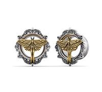 PUNKYOUTH Gothic Baroque Ear Tunnels Butterfly Moth Gauges - Stainless Steel Screw Back Plugs for Women Men Stretching Jewelry 2g-1 inch, 14mm (9/16 in), Metal, no gemstone