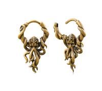 PUNKYOUTH Gothic Octopus Hoop Earrings 18G 1mm Piercing Jewelry Antique Finish Sculptural Tentacle Statement For Women Men Mythical Marine Folklore Alternative Edgy Huggie Hoops Accessories, 1mm(18G