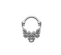 PUNKYOUTH Gothic Punk Titanium Septum Clicker 16G 8mm Nose Ring Hoop Surgical Steel Jewelry Baroque Skull Rebel Heart Medusa Kraken Octopus Tentacle Daith Earrings Cartilage Helix Rook Gift