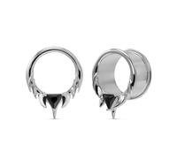 PUNKYOUTH Interlock Spine Ear Tunnels Double Flare Ear Gauges Plugs Black Cubic Zirconia Gothic Body Piercing Jewelry for Women Men 8mm to 25mm 0g to 1 inch Alt Expander Stretched Lobe Gift Ornament