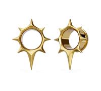 PUNKYOUTH Radiant Star Ear Tunnels Double Flare Ear Gauges Plugs Starburst Spikes Unique Gothic Body Piercing Jewelry for Women Men 6mm to 25mm 2g to 1 inch Alt Expander Stretched Lobe