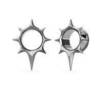 PUNKYOUTH Radiant Star Ear Tunnels Double Flare Ear Gauges Plugs Starburst Spikes Unique Gothic Body Piercing Jewelry for Women Men 6mm to 25mm 2g to 1 inch Alt Expander Stretched Lobe
