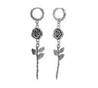 PUNKYOUTH Romantic Gothic Botanical Floral Hoop Drop Dangle 18G 1mm Dark Elegant Rose Vine Detailed Carved Vintage Alternative Piercing Jewelry For Women Men Retro Statement Everyday Wear Accessories